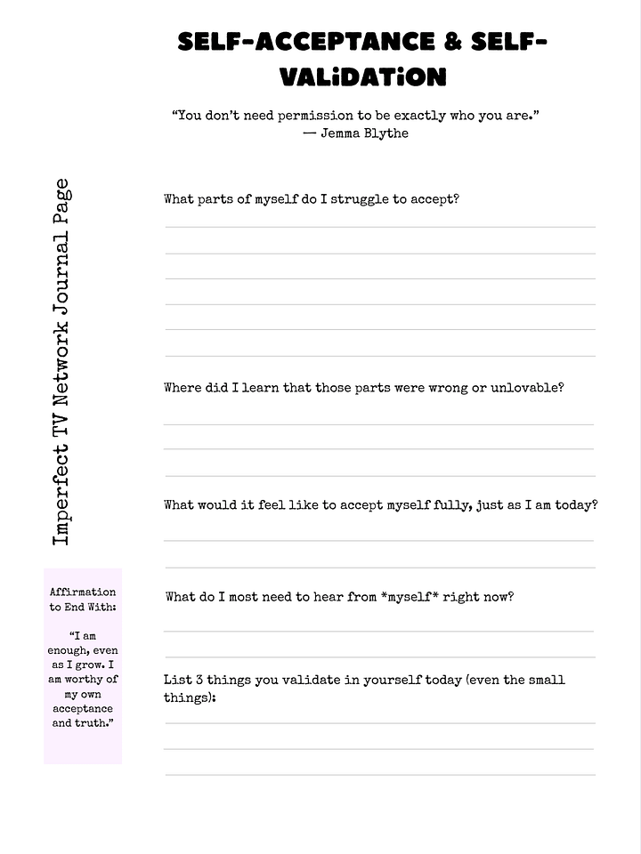 Self-Acceptance & Self-Validation Journaling Page product image (1)