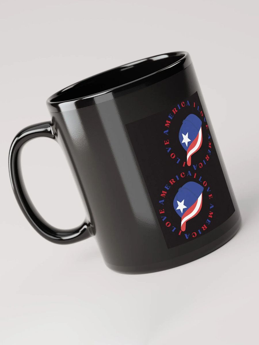 Black coffee glossy mug with a nice design, I LOVE AMERICA. product image (8)