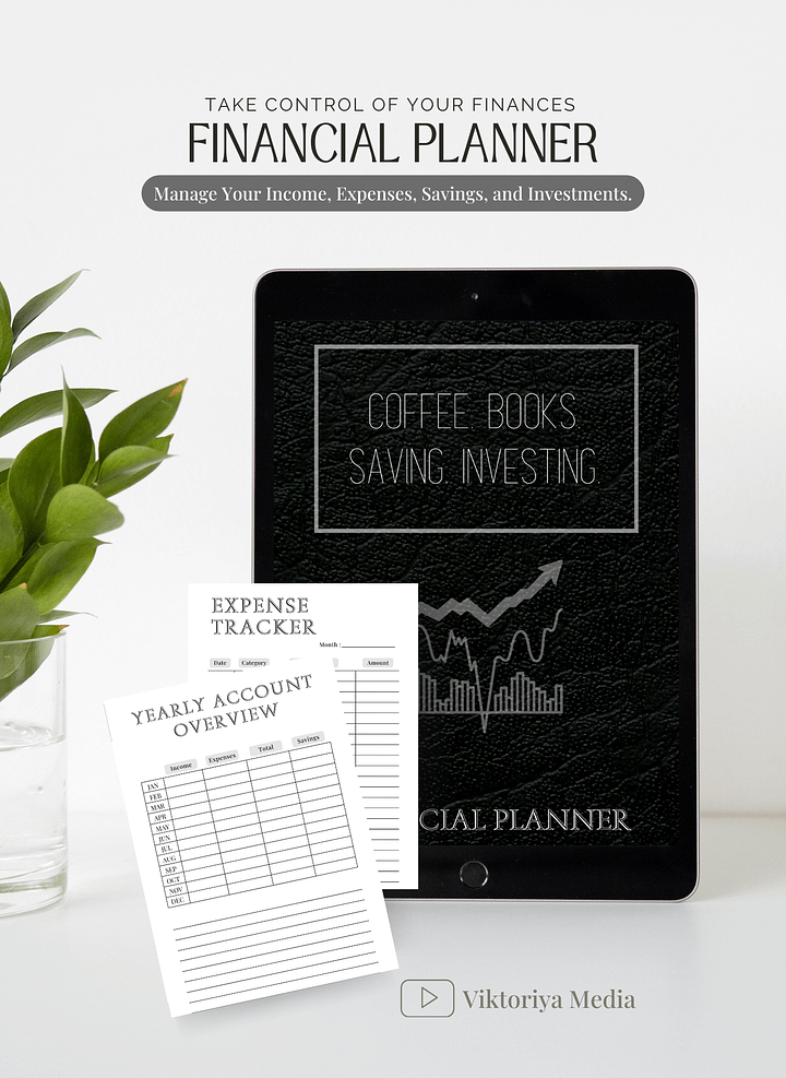 Digital Financial Planner - Coffee, Books, Saving, Investing product image (1)