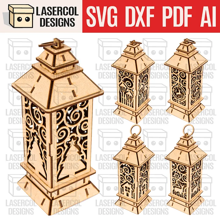 Christmas Lanterns (5 Styles) - Laser Cut Files product image (1)