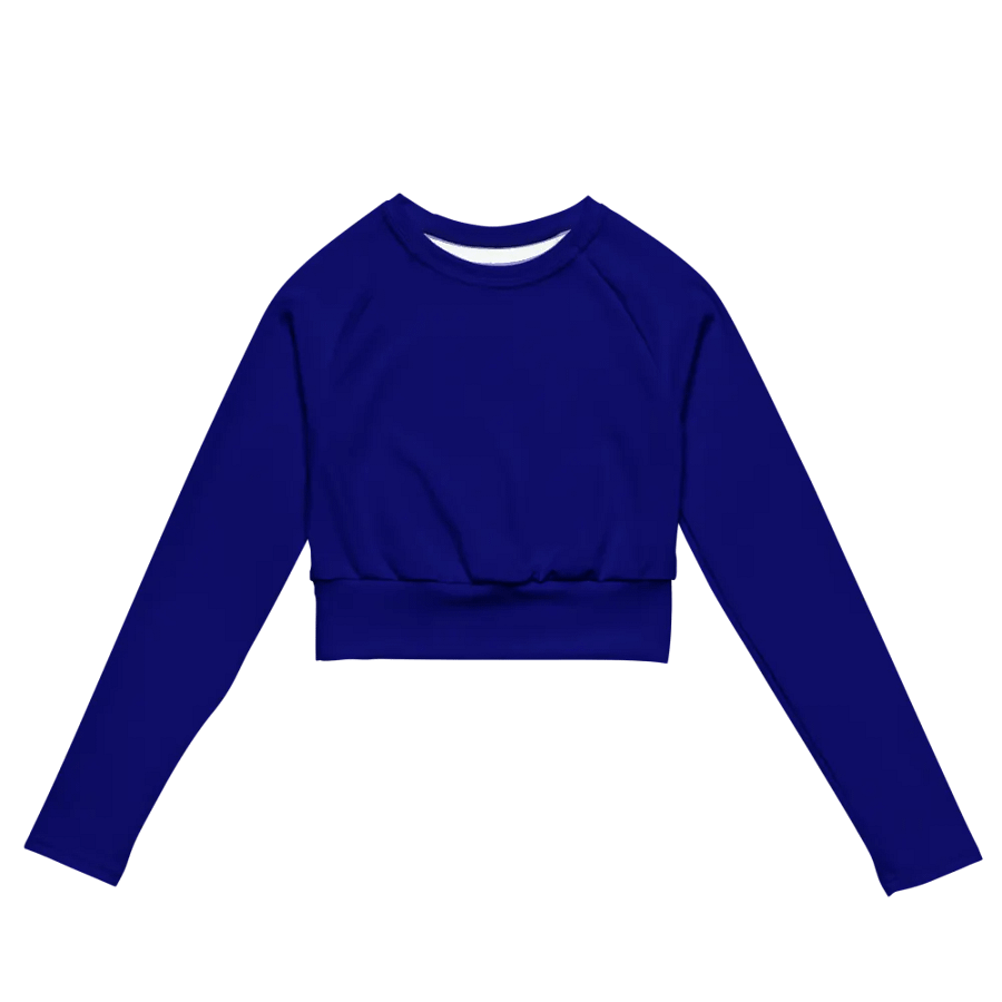 Plain Color Navy Blue Long Sleeve Crop Top product image (5)