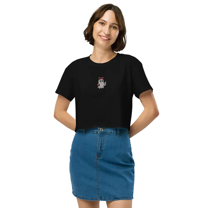 Stylish Ghost Embroidered Crop Top product image (2)