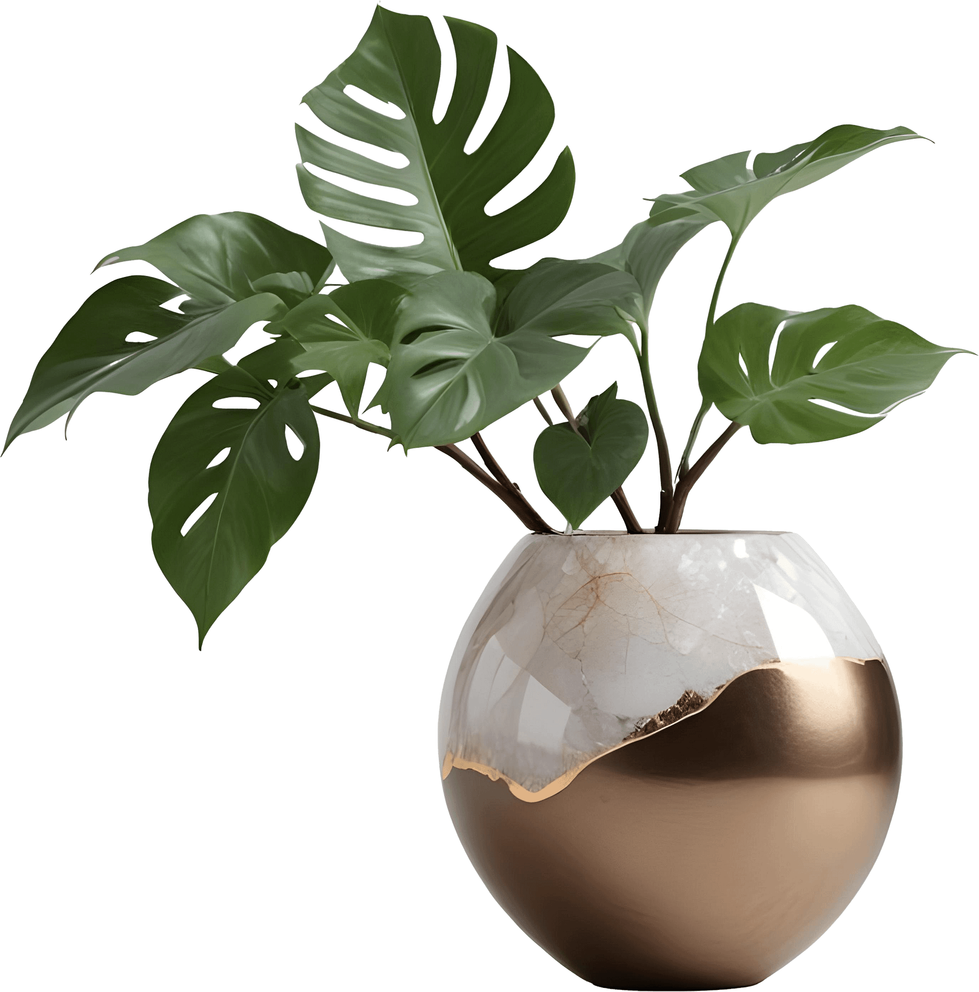 Glamour Organique – vase quart & bronze, PNG product image (1)