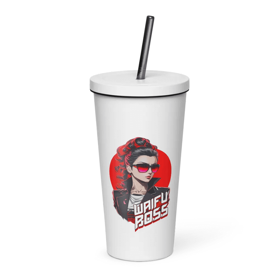 Waifu Boss 20 oz Tumbler Cup - White - Insulated Tumbler with a Straw v2 product image (1)