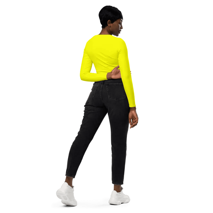 Plain Color Yellow Long Sleeve Crop Top product image (11)