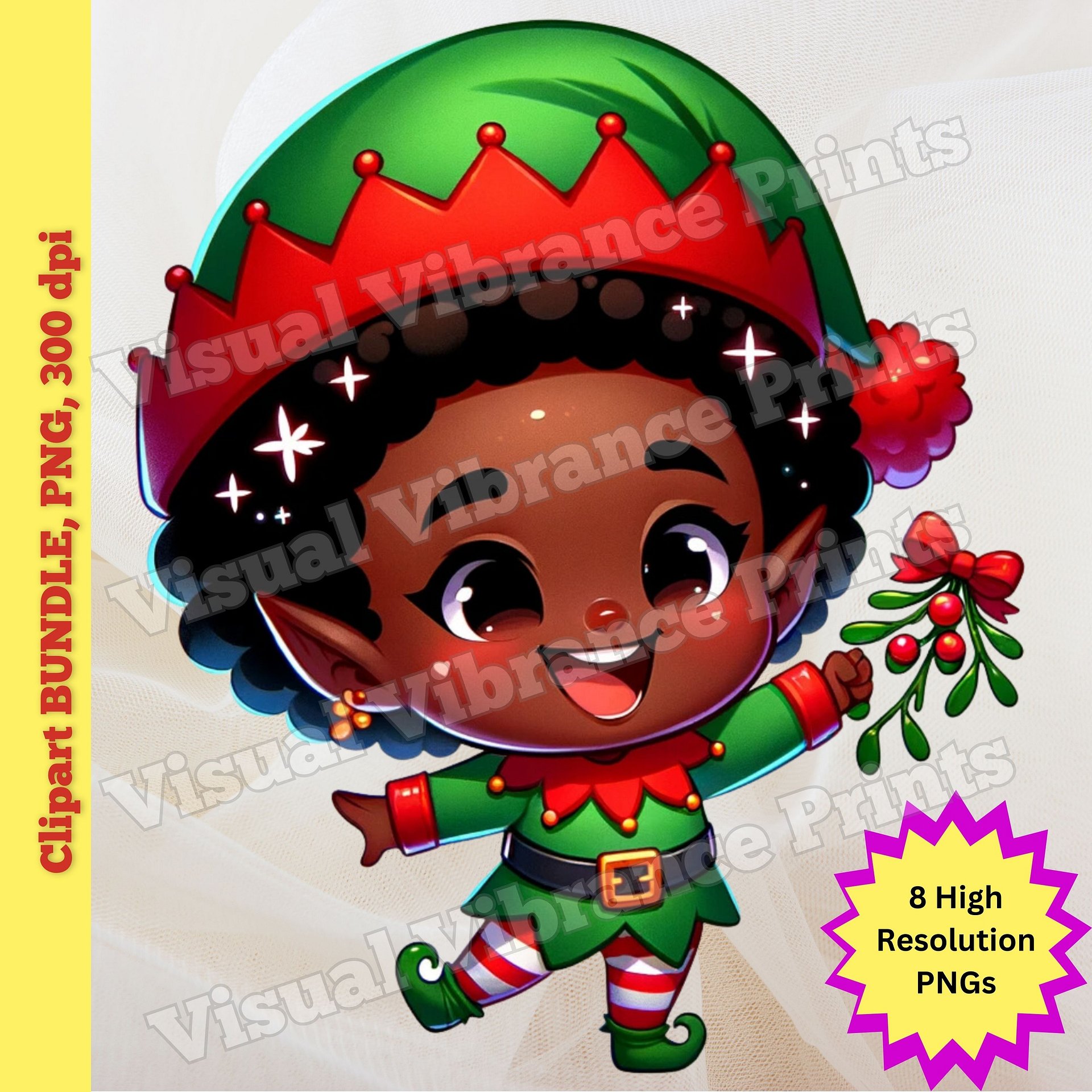 African American Elves Bundle PNG, INSTANT Download, Christmas Decor product image (7)
