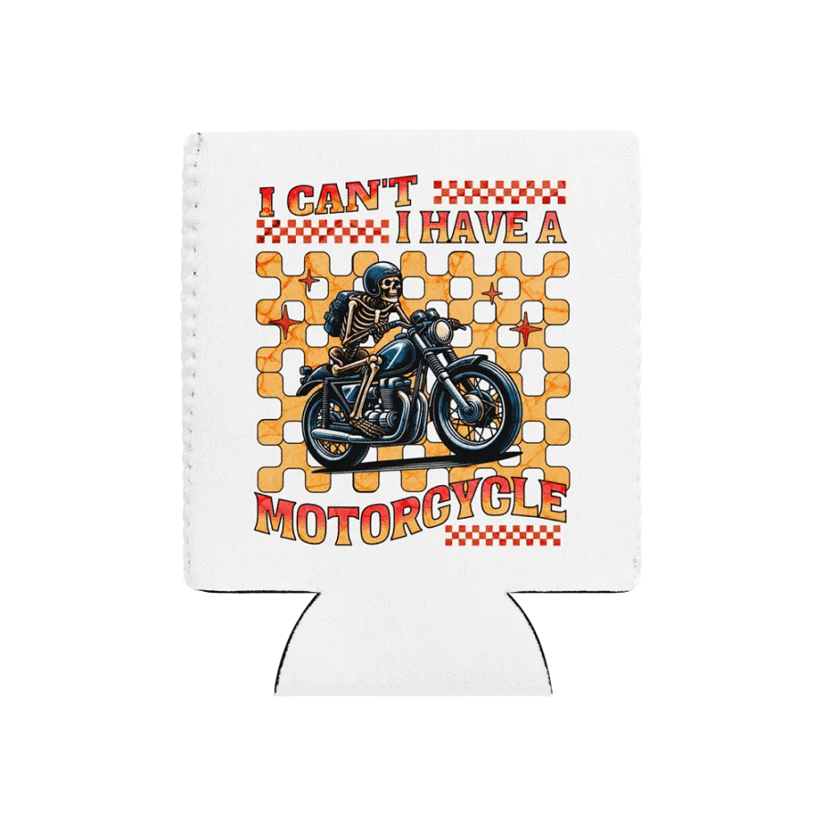 I Cant I Have A Motorcycle Skeleton Ride Can Cooler product image (1)
