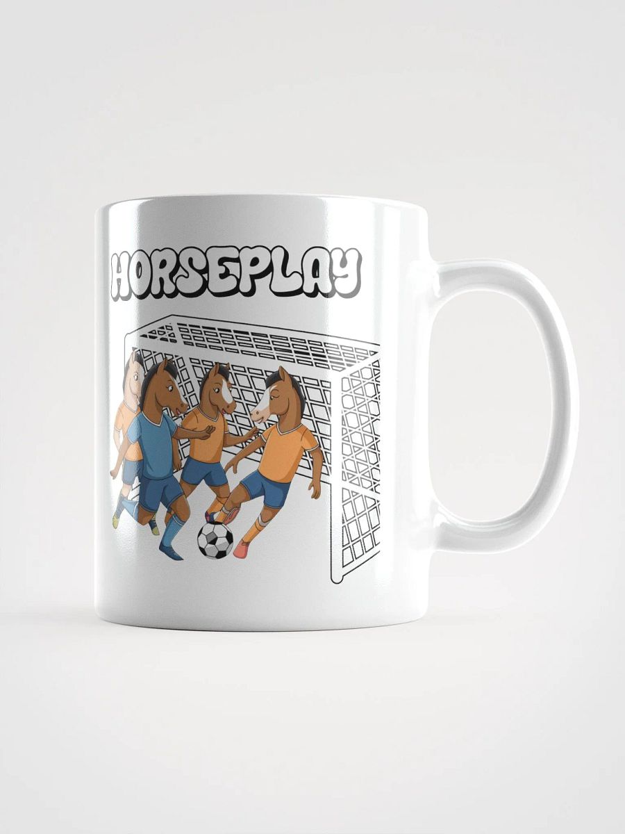 Horseplay - Horses Playing Soccer - Funny Wordplay White Coffee Mug product image (10)
