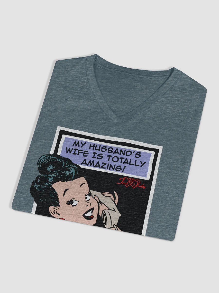 My Husband's Wife is Totally Amazing & A Happy Wife is a Happy Life V-Neck Tee product image (3)