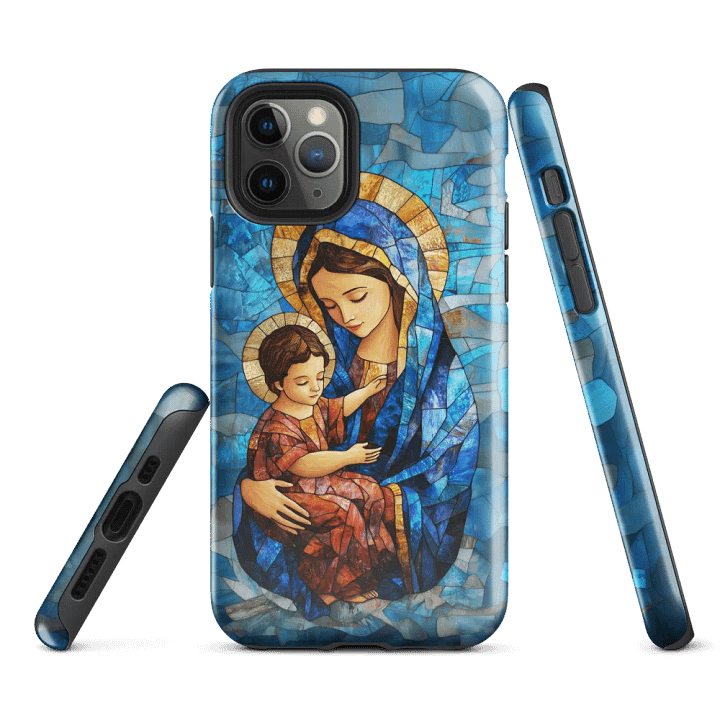 Virgin Mary and Baby Jesus Stained Glass Effect - Tough Phone Case product image (1)