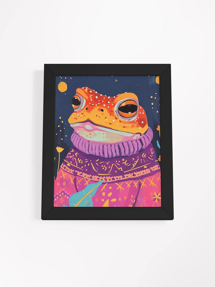 Whimsical Frog in Purple Sweater Poster product image (2)
