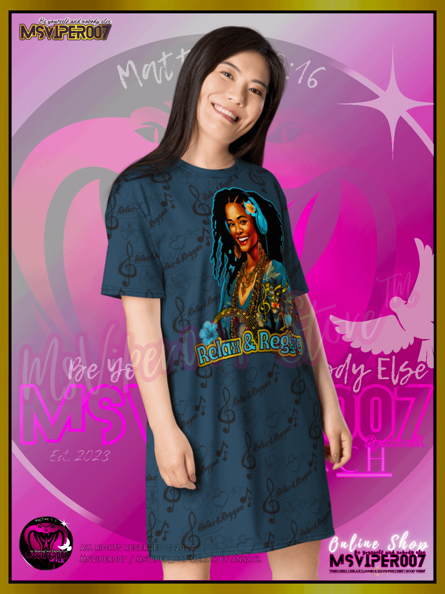 T-SHIRT DRESS - MSVIPER007'S "Relax & Reggae™ " (Deep Oasis/Tropics | V3 ) T-SHIRT DRESS BY ANNA H. product image (6)