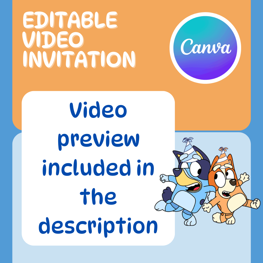 Editable video Bluey Birthday Invitation English - Canva product image (2)