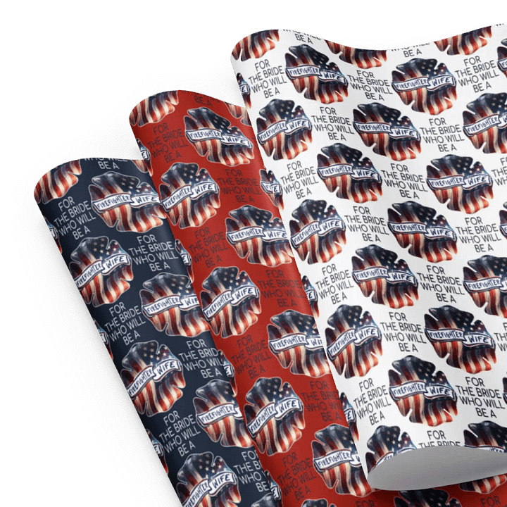 Wrapping Paper For The Bride To Be A Firefighter Wife Gift Wrap Sheet Set product image (1)