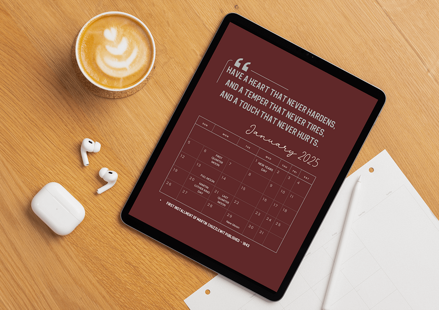 2025 Tablet Wallpaper Calendar: Charles Dickens Quotes product image (2)