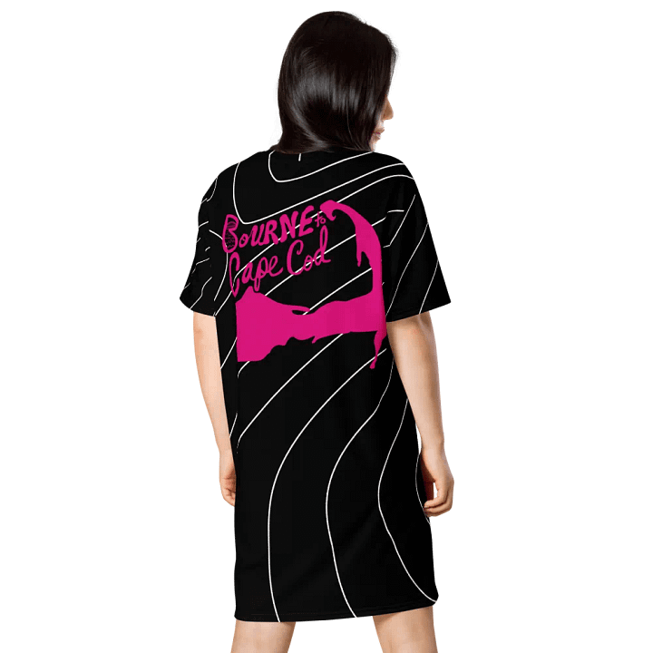 BOURNE to Cape Cod™ | Women's T-Shirt Dress | Sporty Coastal Chic | Contour Pinstripes on Black product image (2)
