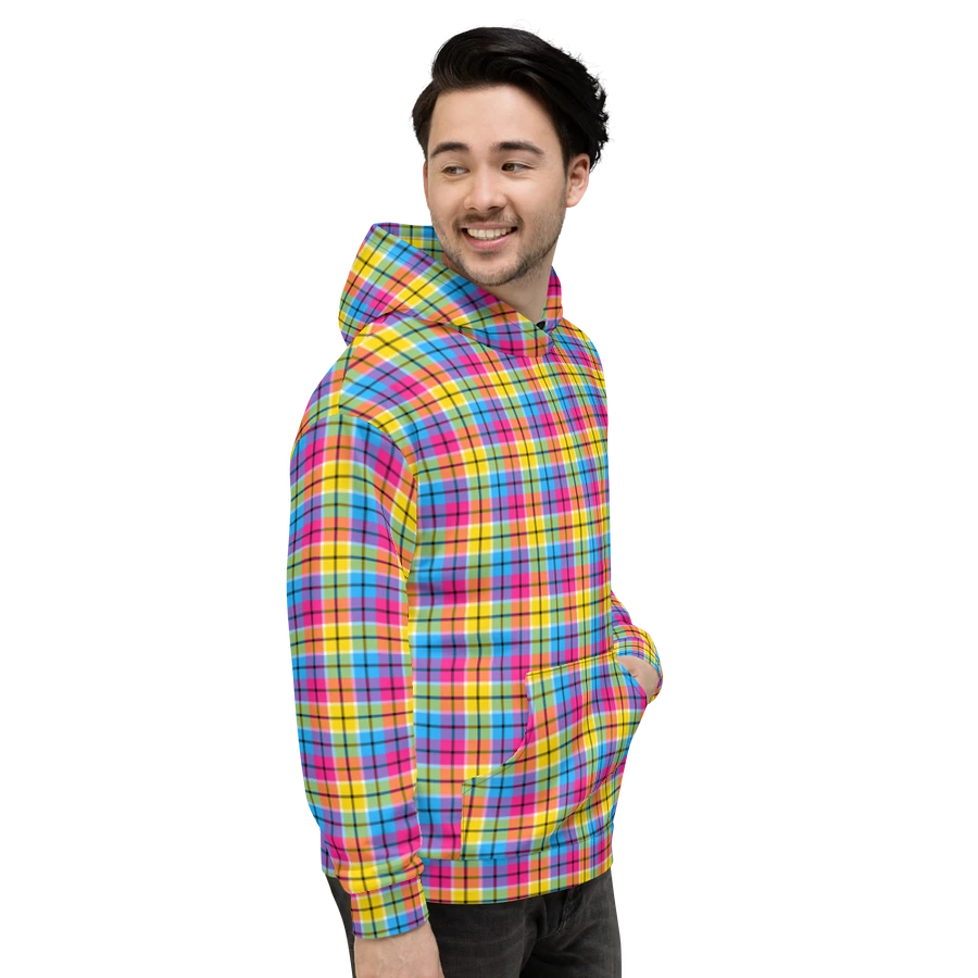 Hot Pink, Turquoise, and Yellow Plaid Hoodie product image (5)