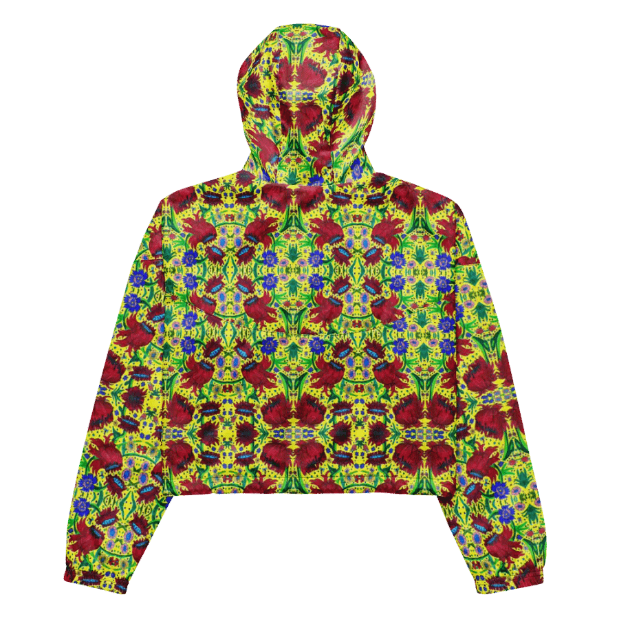Abstract Red Flowers Ladies Cropped Windbreaker product image (7)