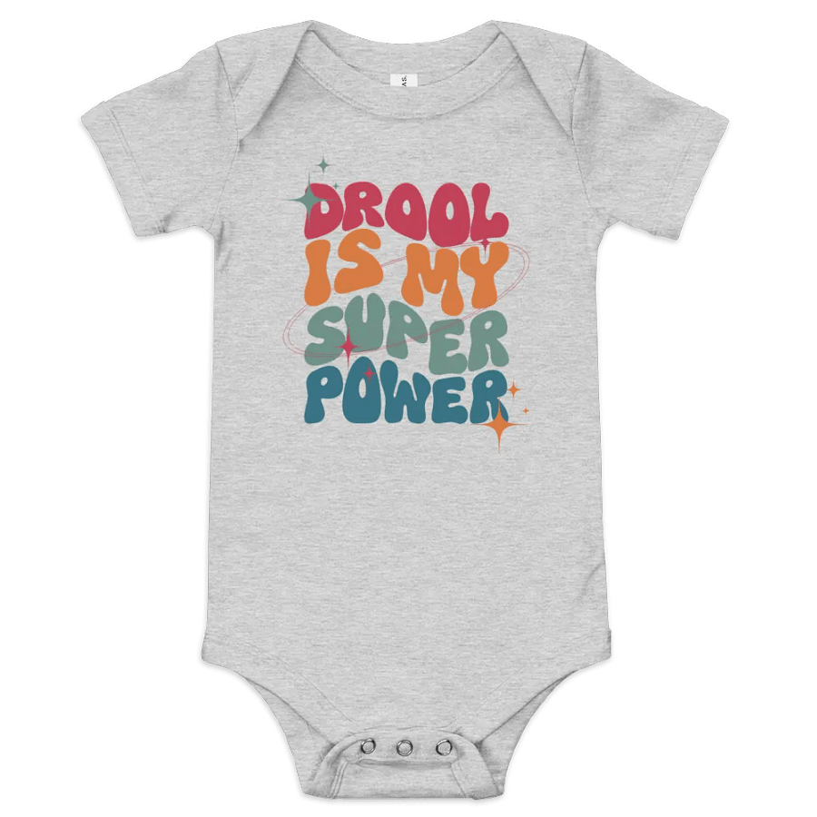 Funny Saying Retro Baby Bodysuit - Drool Is My Superpower product image (2)