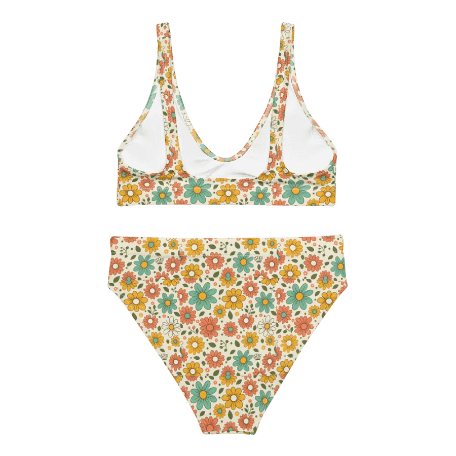 Retro Bloom High-Waisted Bikini – Flower Power & Flattering Fit product image (2)