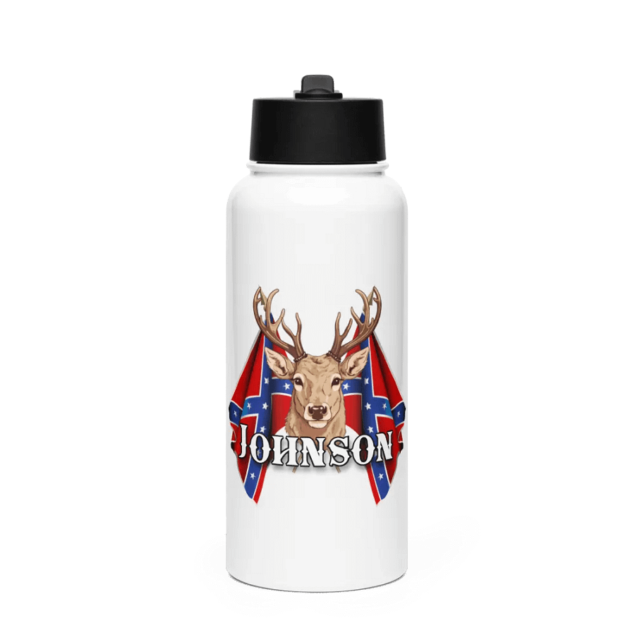"Johnson" Last Name Rebel Redneck Deer - Stainless Steel Sports Water Bottle product image (1)
