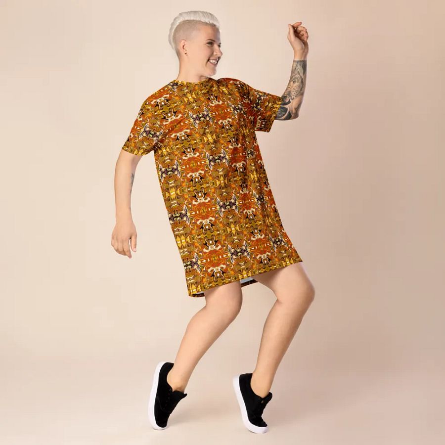Brown African Inspired T-Shirt Dress product image (8)