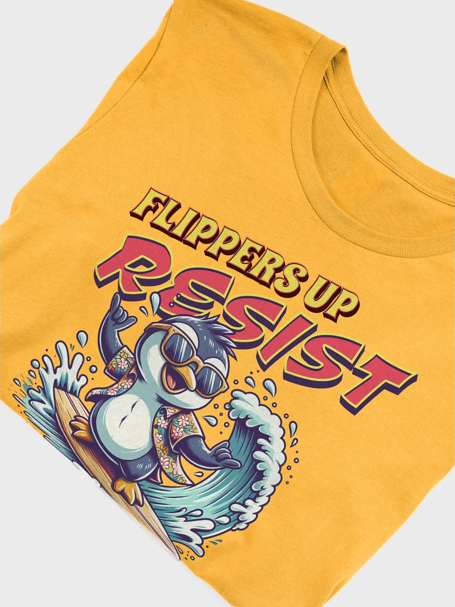 Flippers Up Resist Catching Big Fish Penguin Surfing Paradise T-Shirt product image (30)