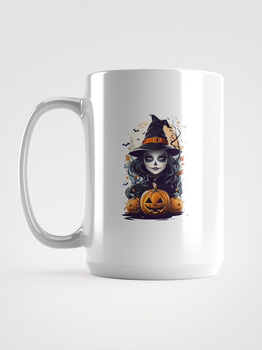 Witch and Pumpkins Coffee Mug – Spooky Halloween Witch Cup, Gothic Jack-o’-Lantern Mug product image (1)