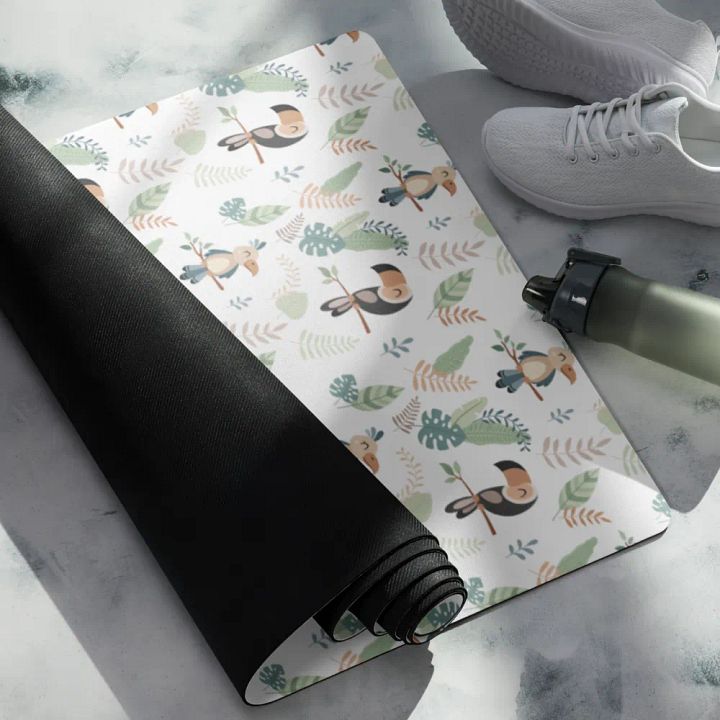 Cute Birds in a Jungle Yoga Mat by Treasure Pie product image (1)