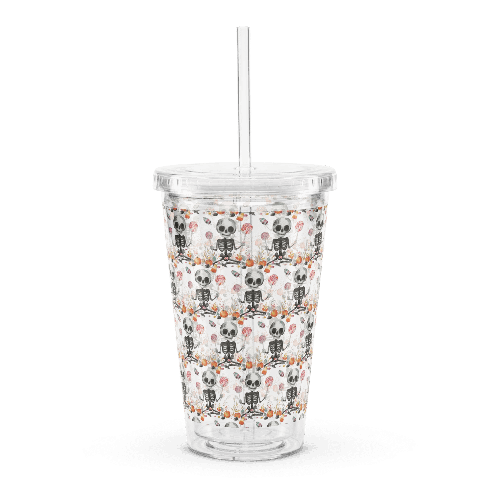 Halloween Happy Skeleton & Sweets Clear Tumbler product image (4)