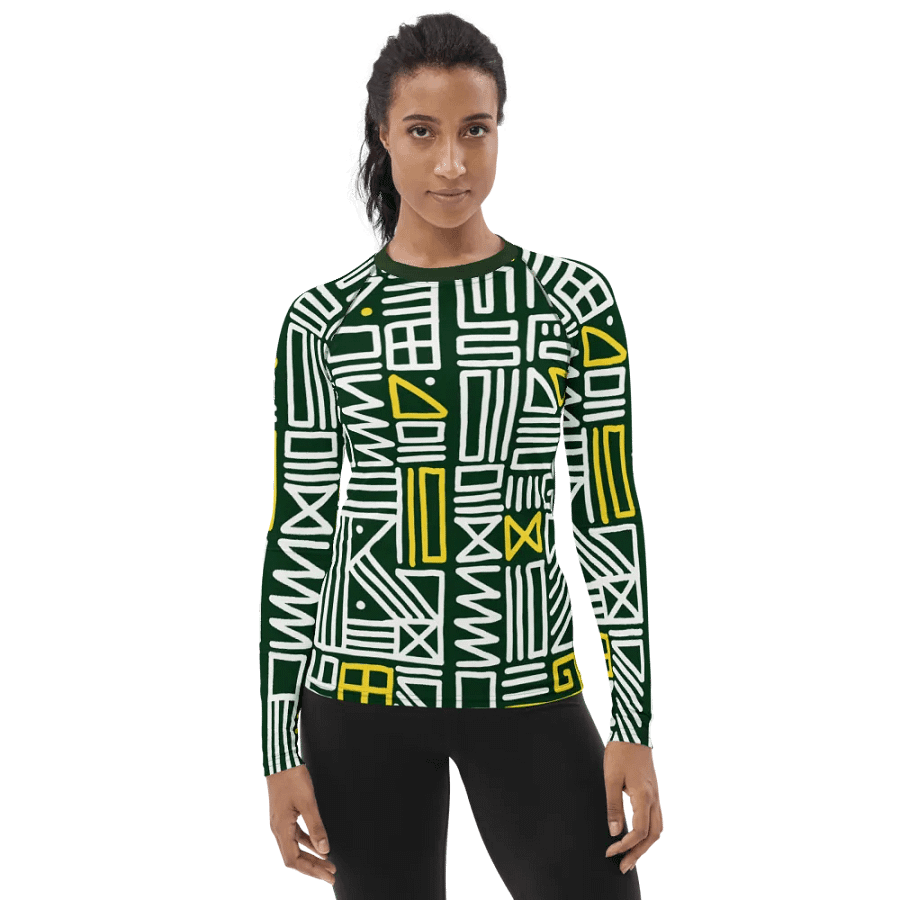 Artisan Spirit: Hand-Drawn African Abstract Pattern All-Over Print Women's Rash Guard product image (1)