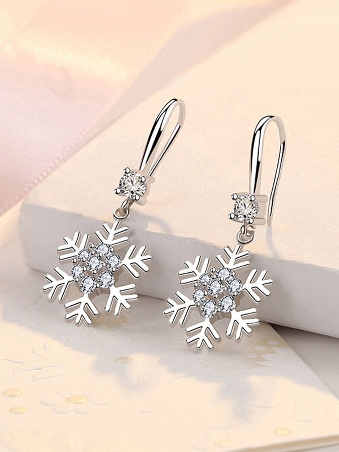Snowflake Earrings With Rhinestones Fashion Personalized Christmas Earrings For Women Jewelry product image (3)