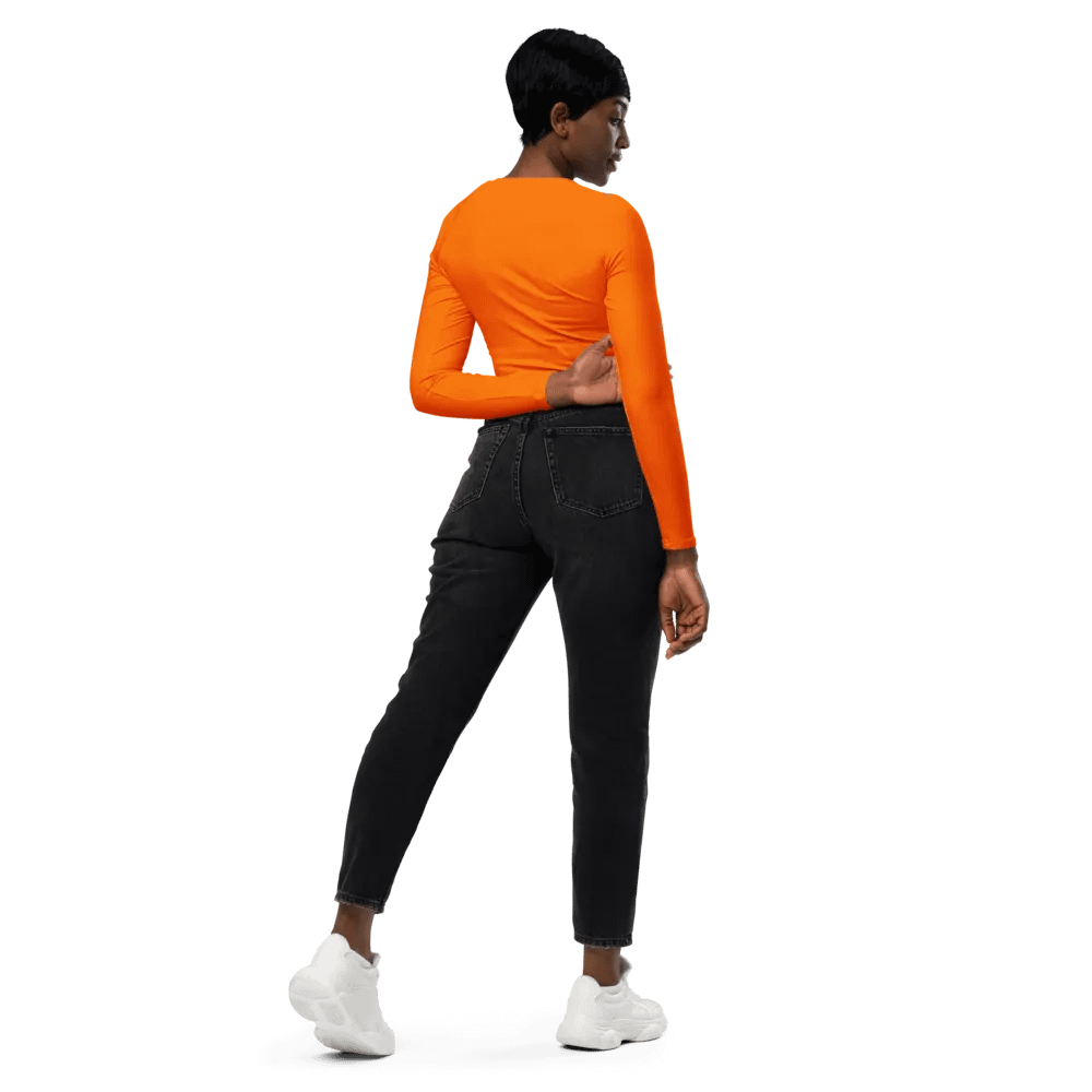Plain Color Orange Long Sleeve Crop Top product image (3)