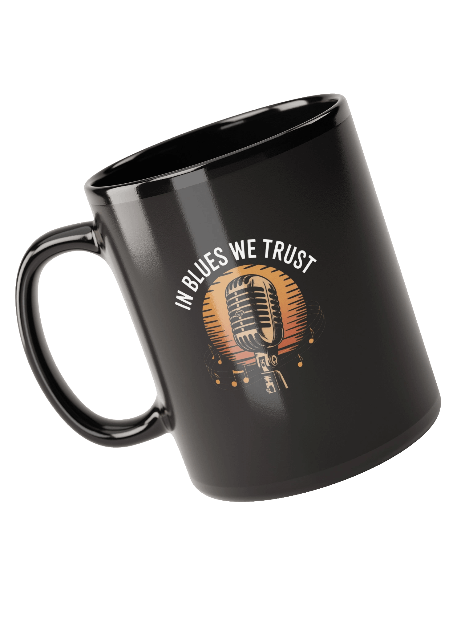 In Blues We Trust – Black Glossy Mug (The Slogan Series) product image (6)