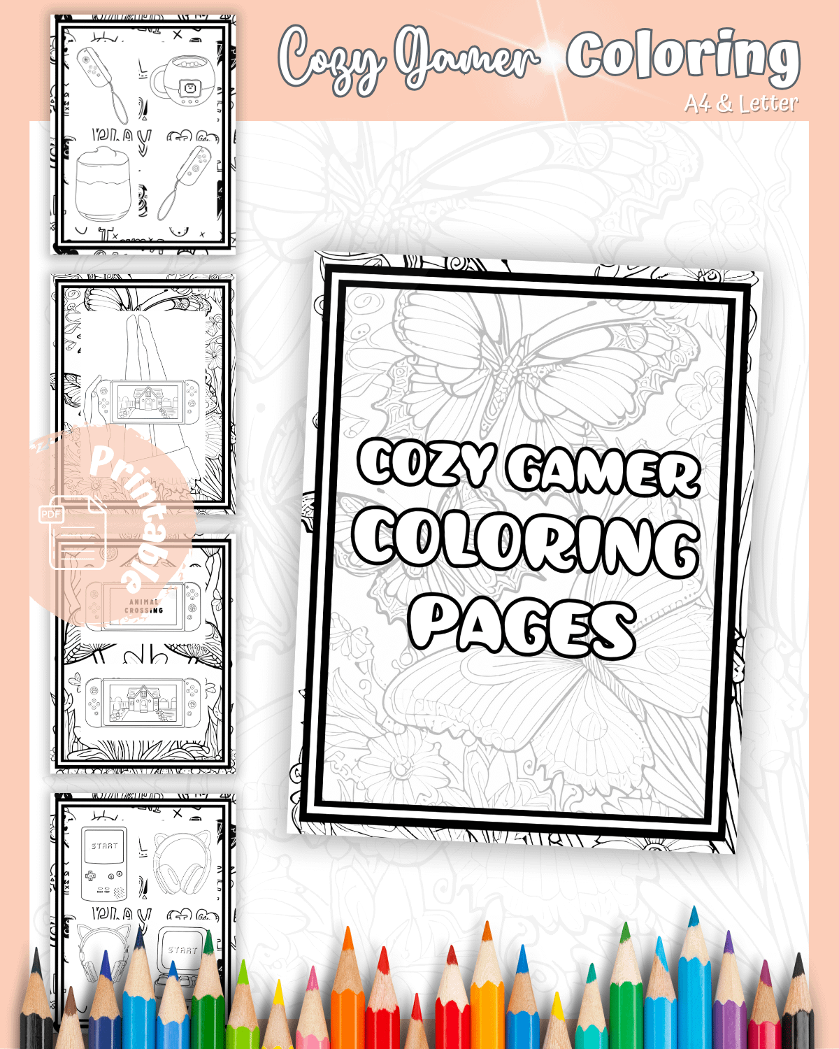 Cozy Up and Color - Cozy Gamer Coloring Pages product image (1)