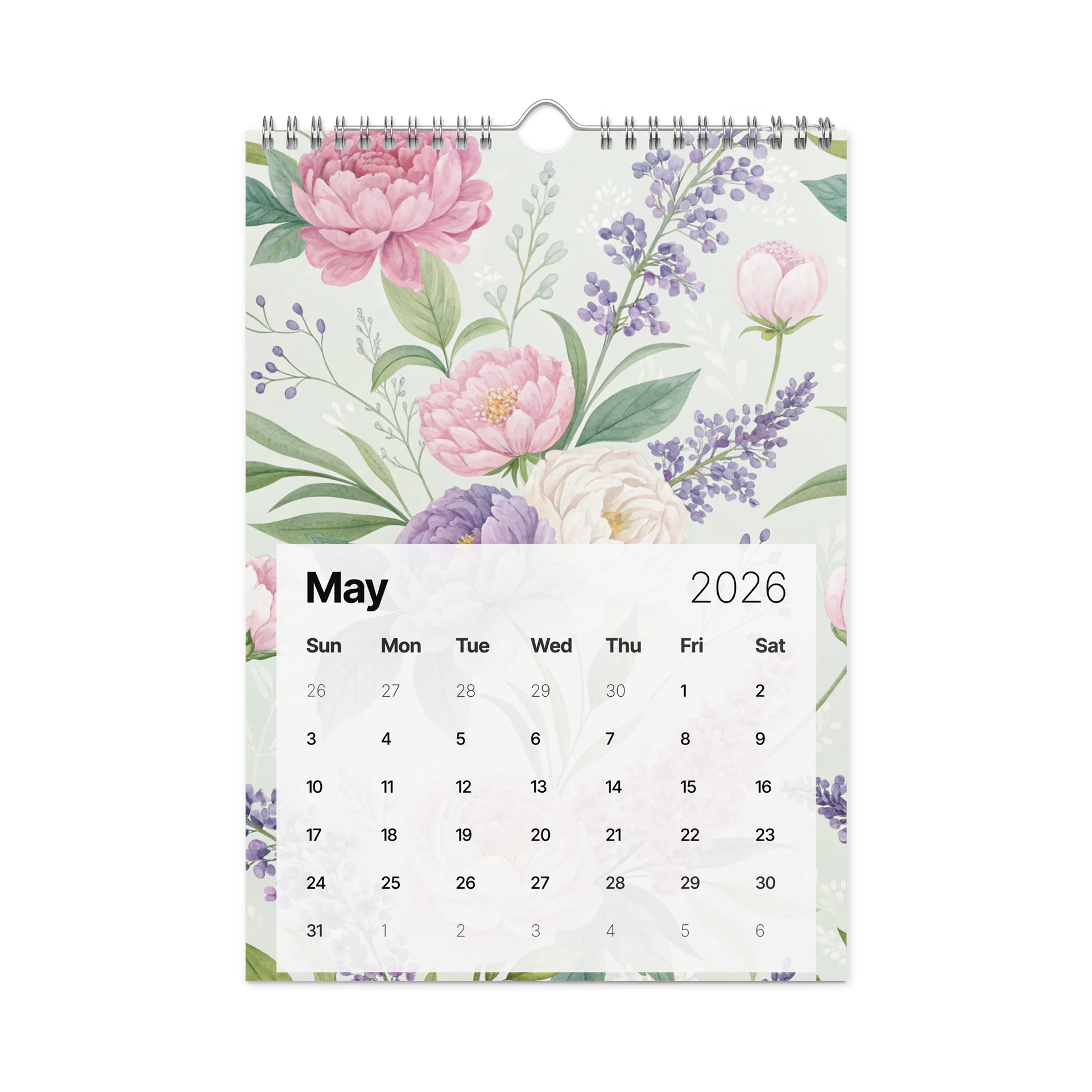 Blooming Seasons – Floral Patterned Wall Calendar 2026 (Gouache Art Edition) product image (10)