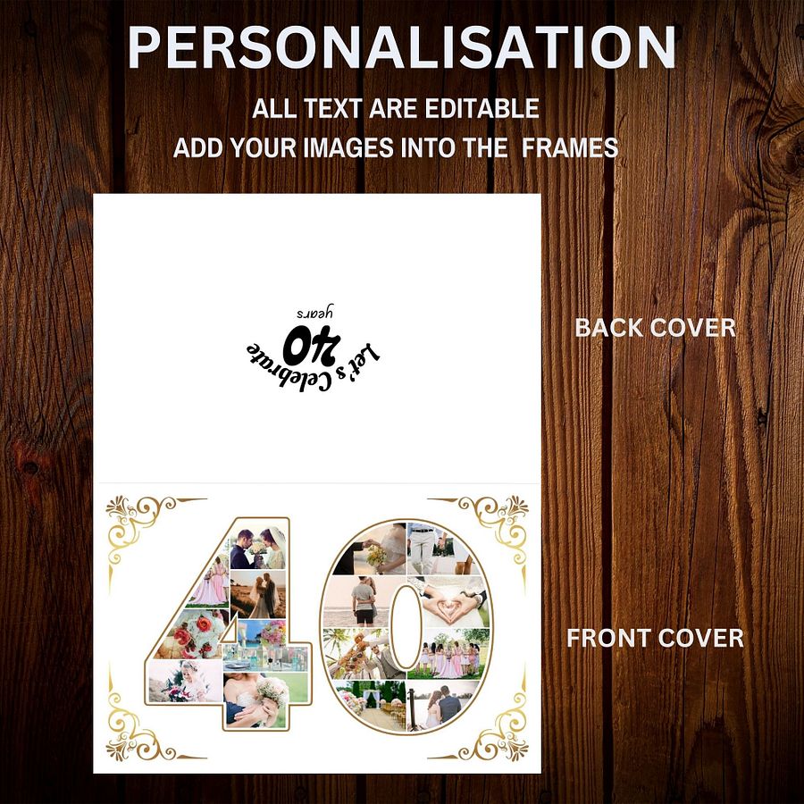 Forty Year Celebration Card Photo Collage Canva Template product image (7)