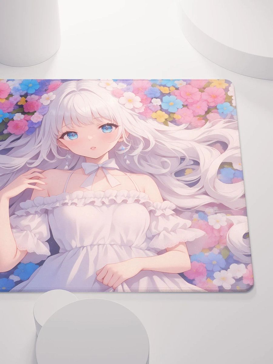 Cute Anime girl in flower field gamer mouse pad product image (5)