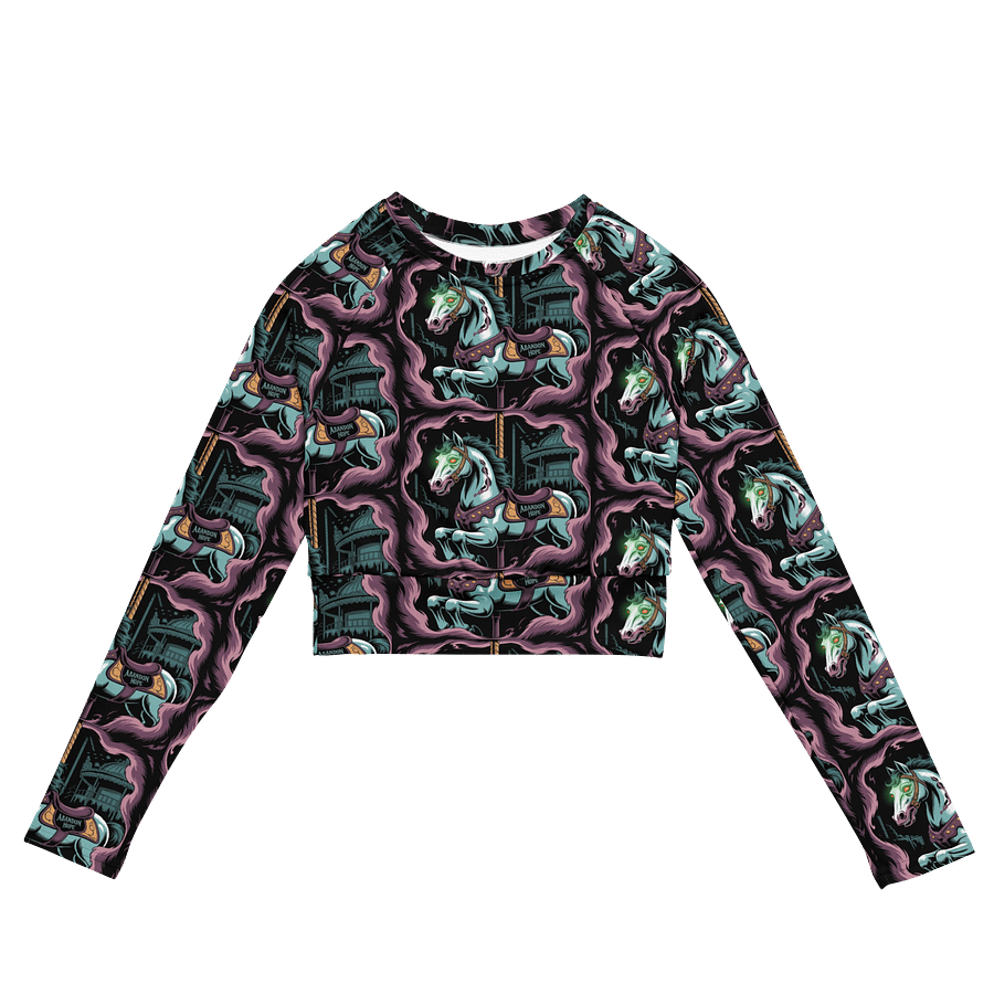 Midnight Veil Designs Gothic All-Over Print Long Sleeve Crop Top - Black product image (2)