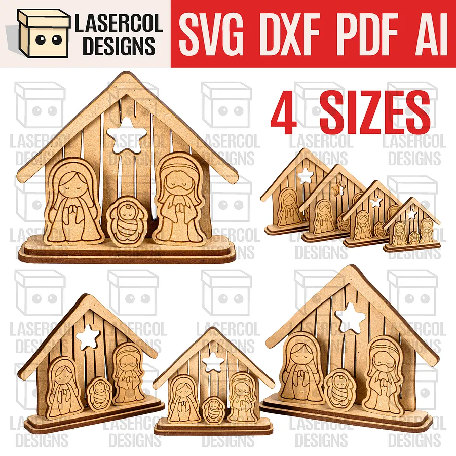 Small Nativity Scenes Gifts Bundle (Set 1-2-3-4) - Christmas - Laser Cut Files product image (3)