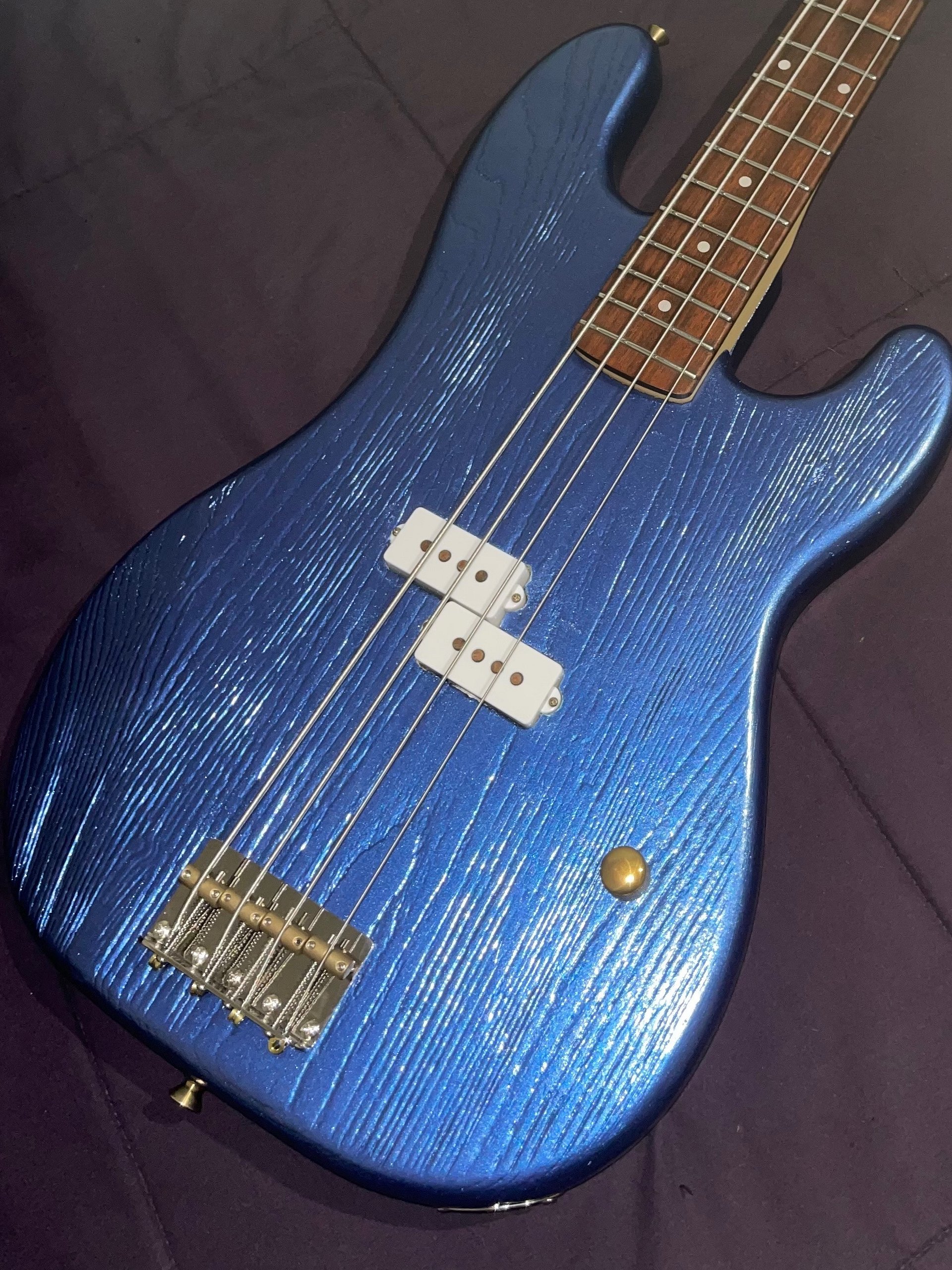 G.D. Guitars “Blue Streak” Custom “Super P” Bass — Metallic Blue & Red w Case product image (1)