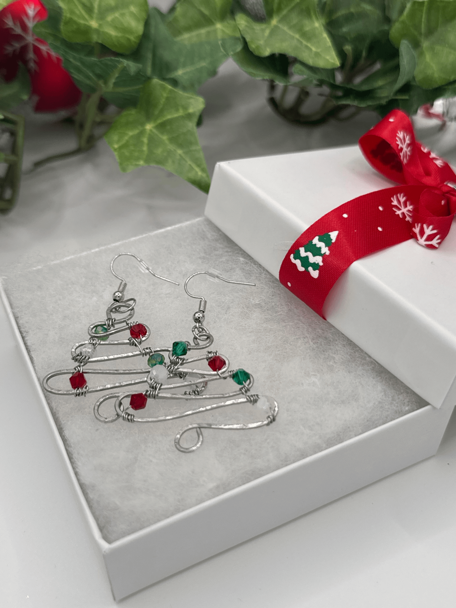 Christmas Tree Wire-Wrapped Earrings product image (1)