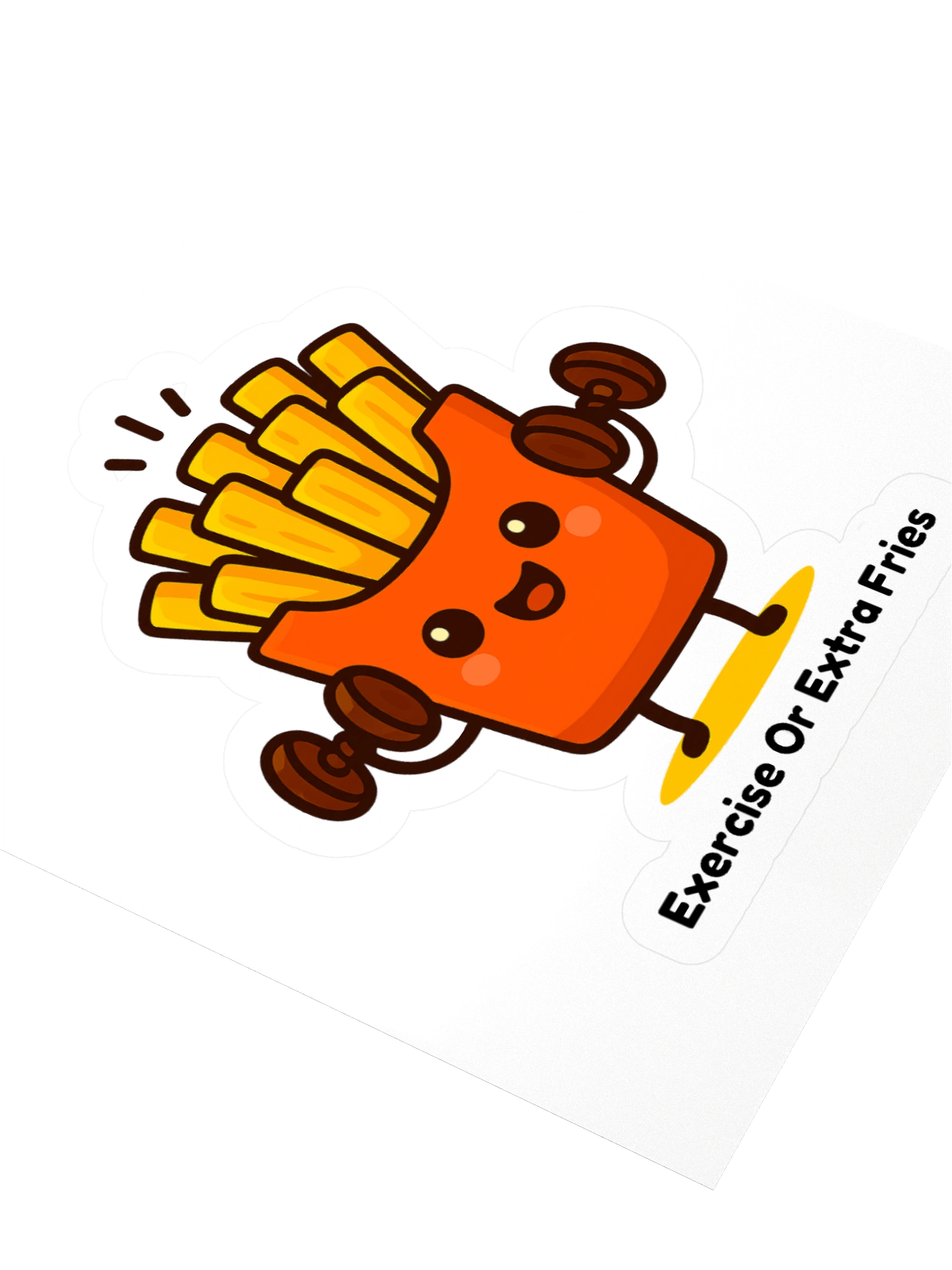 "Exercise Or Extra Fries" Cute Funny French Fries Sticker product image (7)