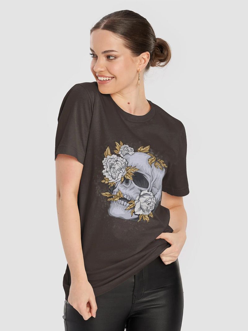Floral Skull Contrast T-Shirt