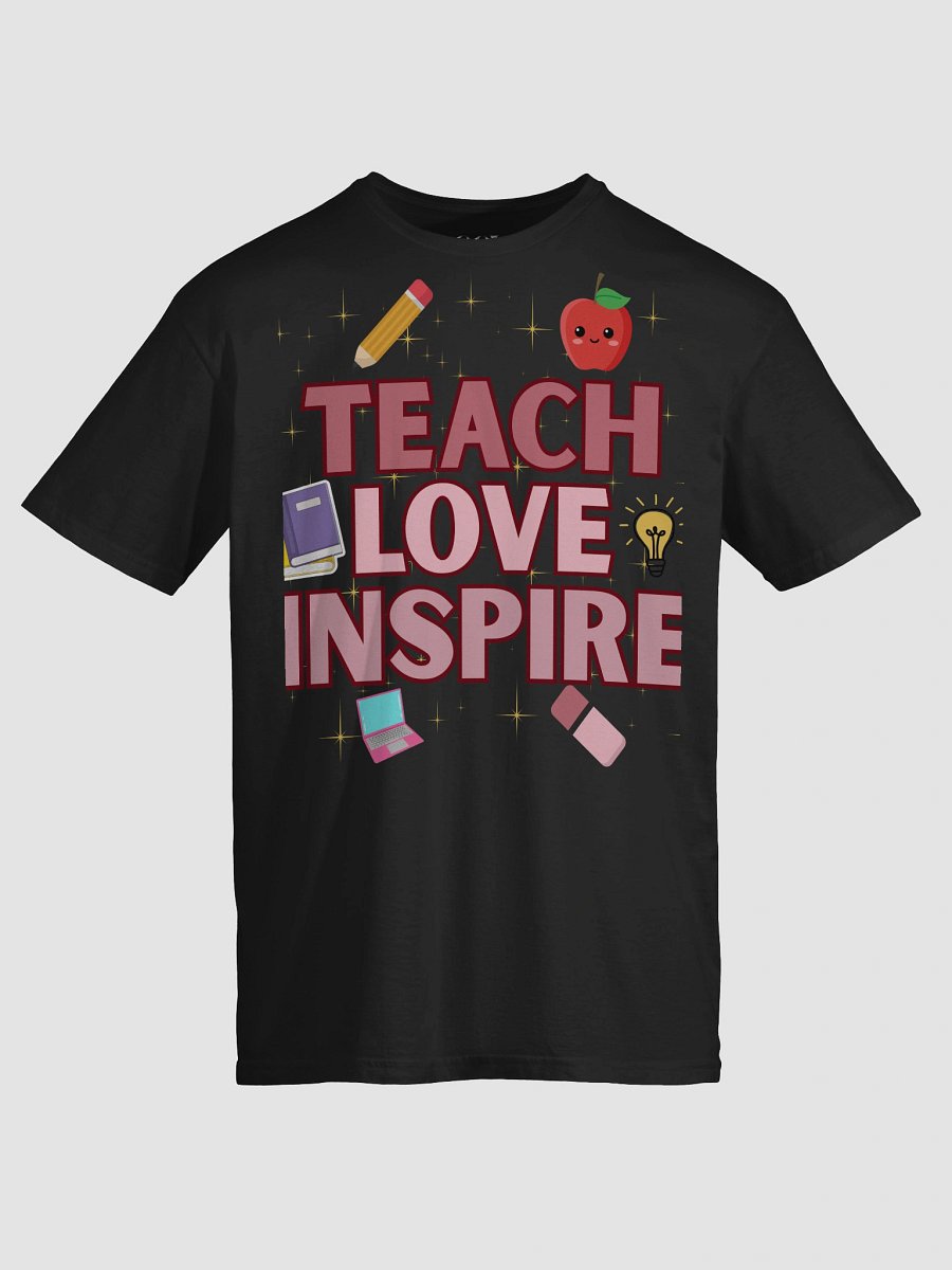 Teach Love Inspire T-Shirt – Cute Teacher Gift with School Icons product image (5)