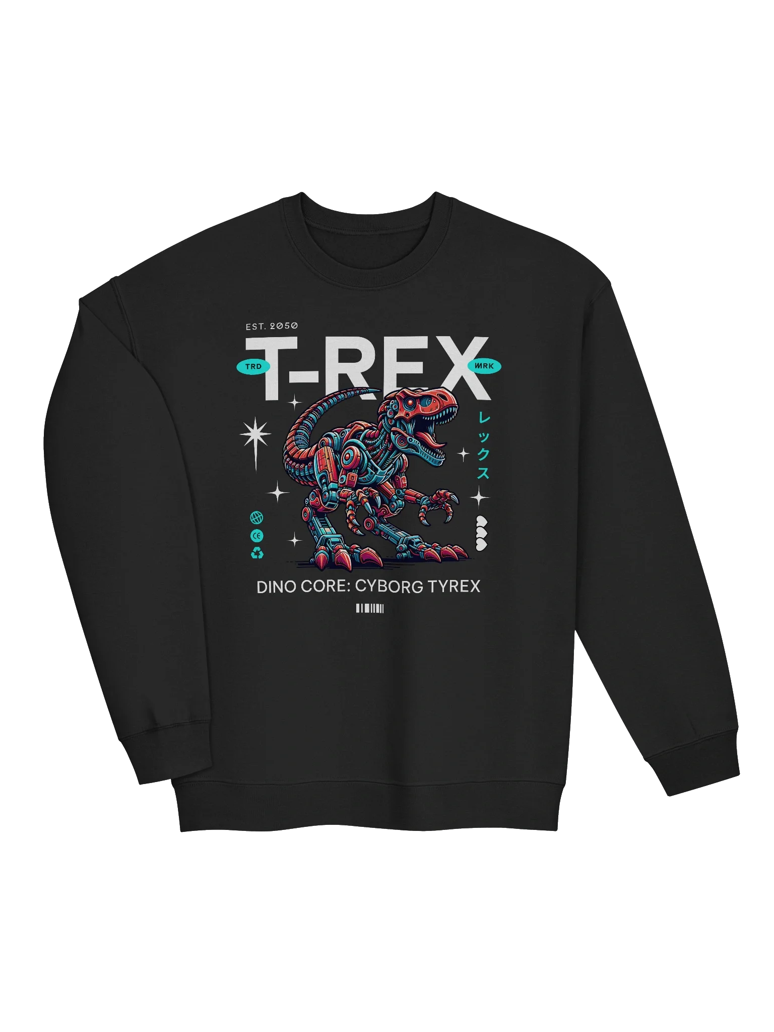 Trendy Cyborg T-Rex Crewneck Sweatshirt for Dinosaur Lovers product image (3)