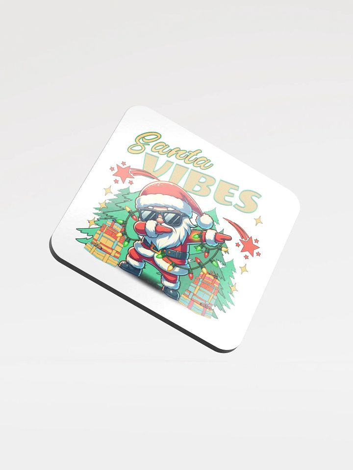 Santa Vibes Dabbing Glossed Cork Coaster product image (1)