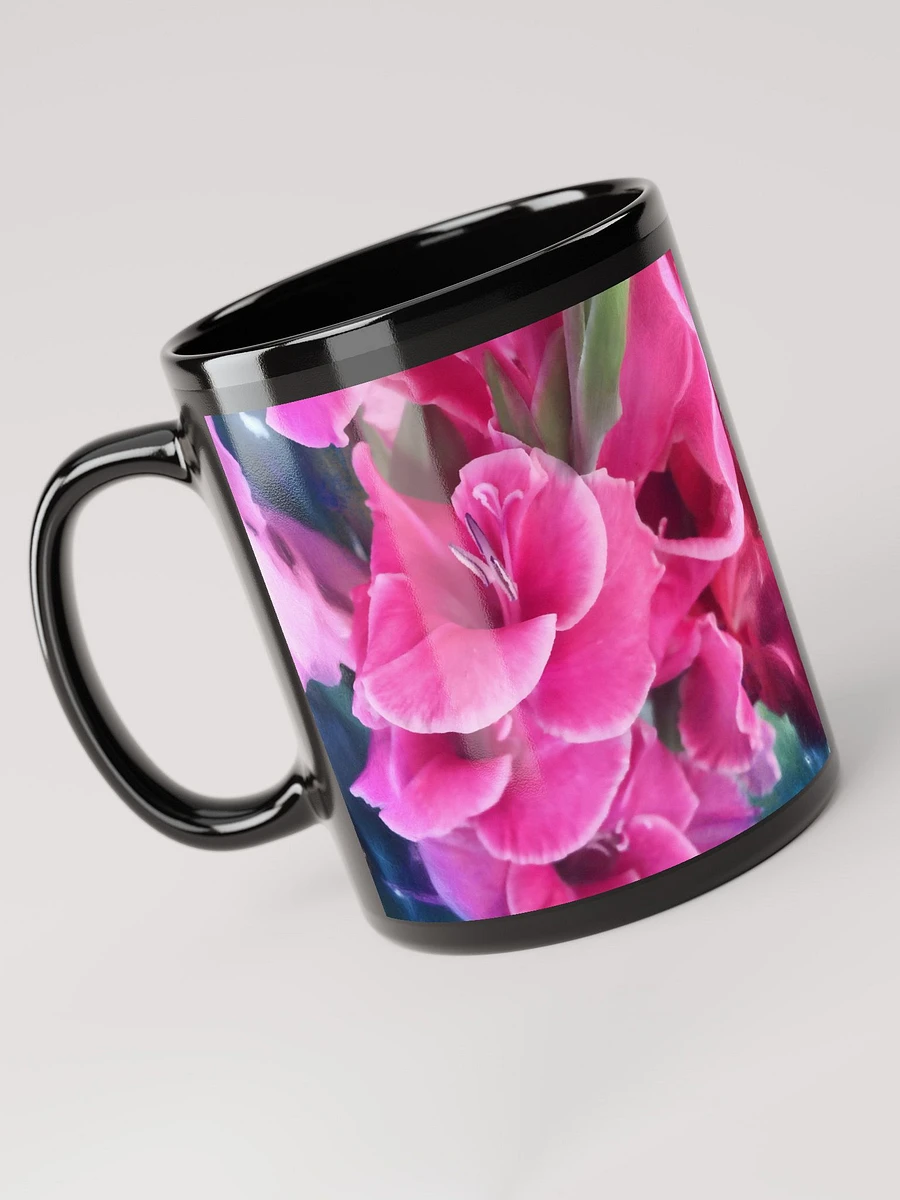 Dark Pink Gladiolas Black Coffee Mug product image (5)
