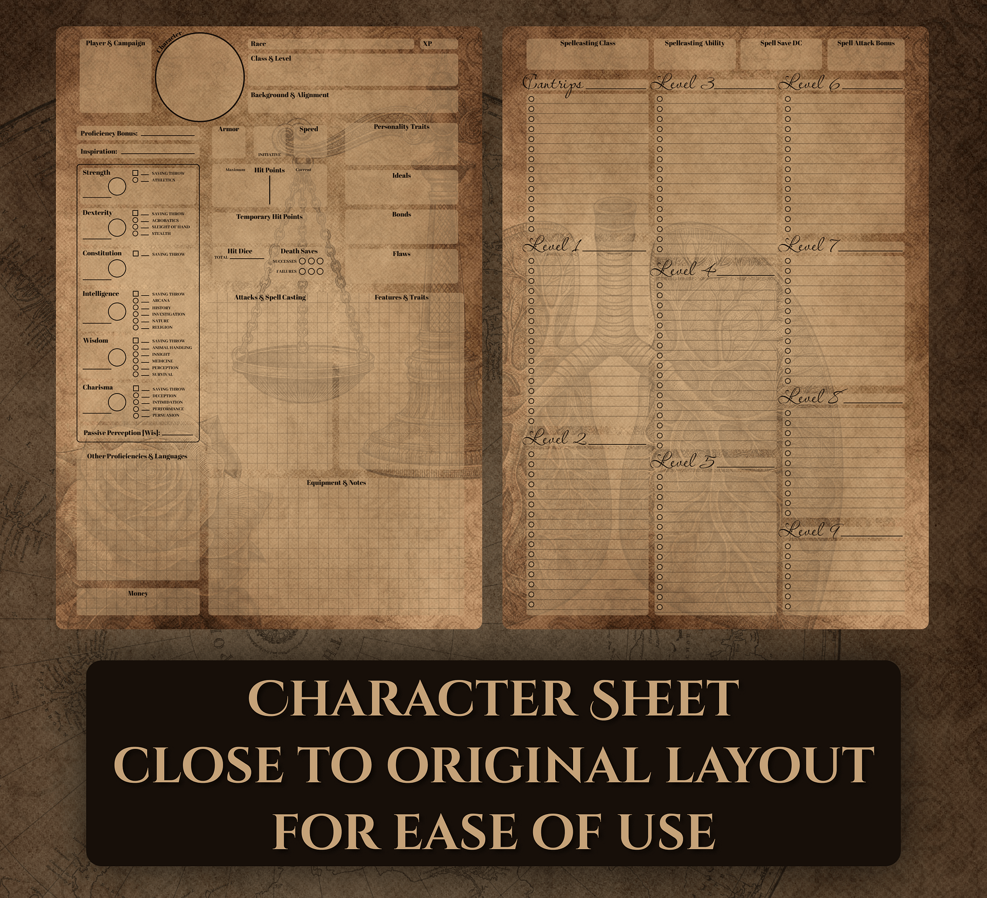 Vintage D&D TTRPG Character Sheet and Journal product image (2)