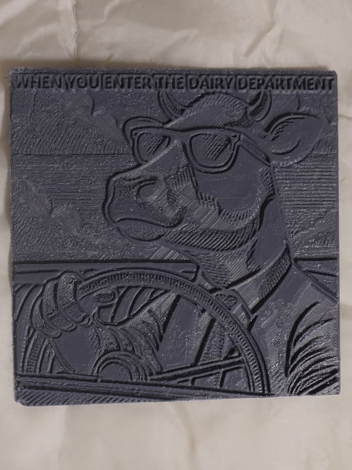 Cow Driving Car Plastic Meme Art Work product image (1)
